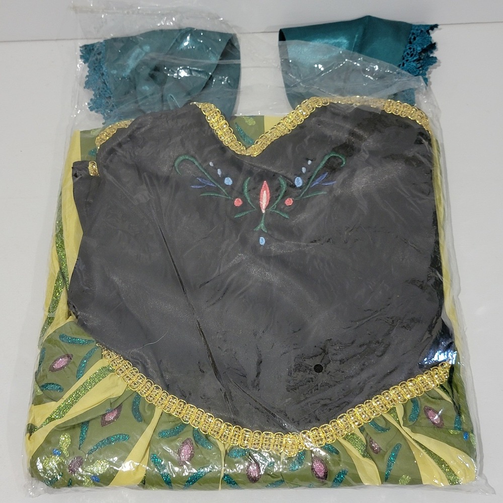Frozen Anna Coronation Costume Dress and Necklace Set Kids Size 9-10 New